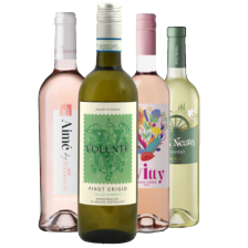 Witty vinho verde rosé, Aime by Aime roquesante rosé, Volunte pinot grigio of Pata Negra verdejo